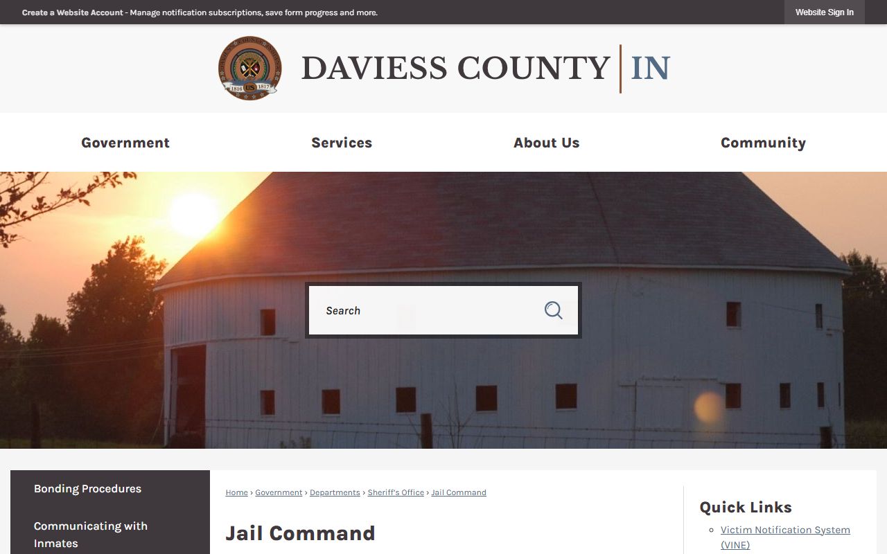 Daviess County inmate population Jail Command capacity page