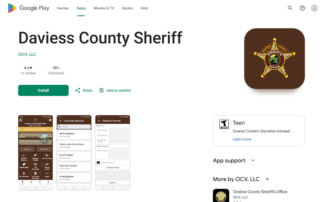 Daviess County jail mugshots Sheriff app listing